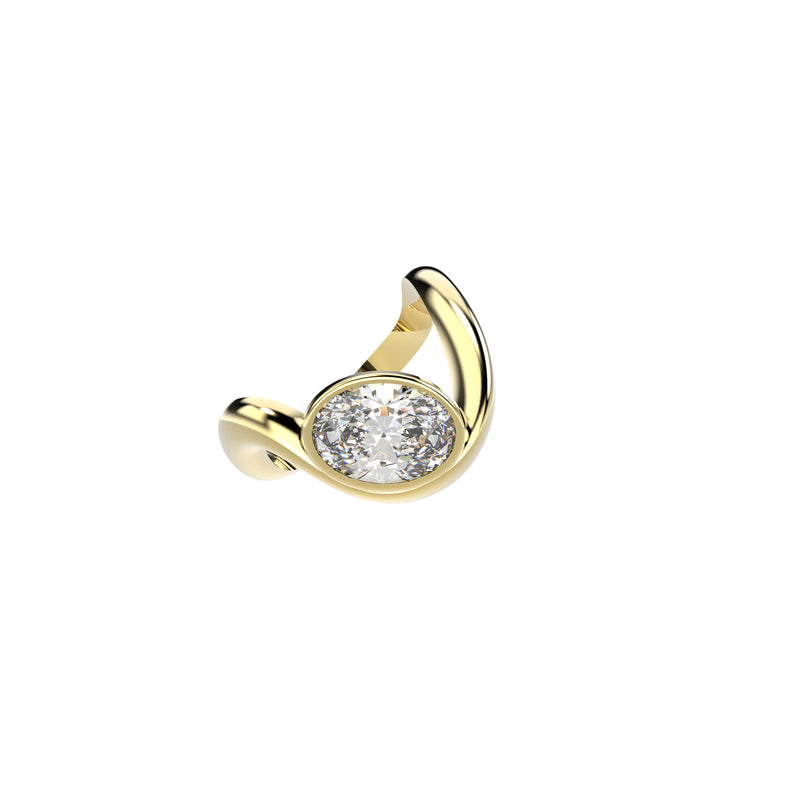Bare Souls Wave 18K Guld Ring m. 1,00 ct Oval Diamant
