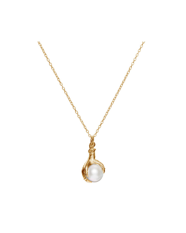Big Claw Gold Plated Necklace w. Pearl