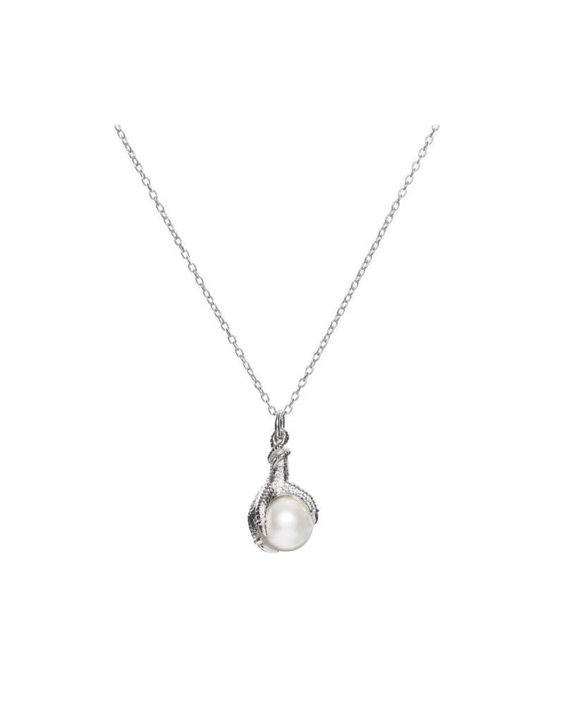 Big Claw Silver Necklace w. Pearl