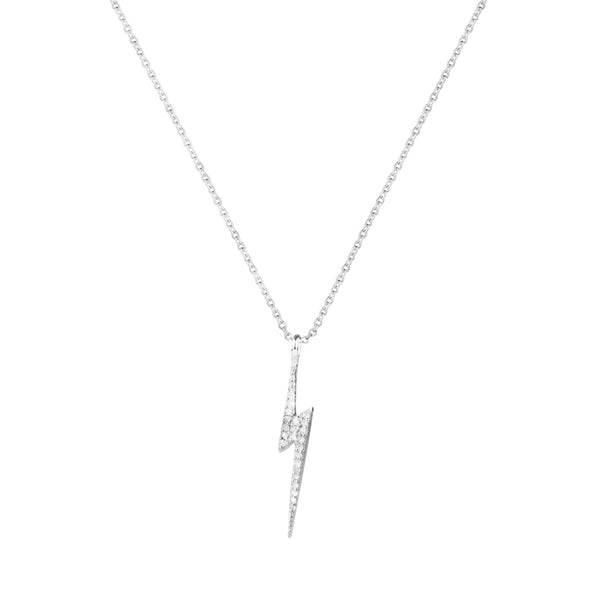 Bolt Silver Necklace w. Diamonds