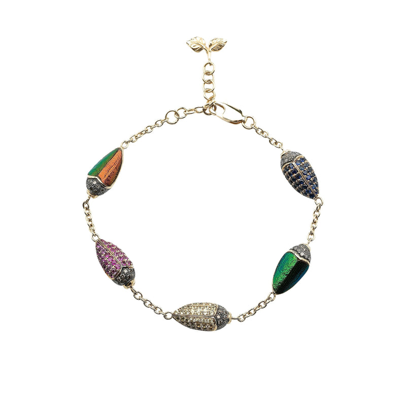 Scarab Multicolor 18K Guld & Sølv Armbånd m. Safir & Tsavorit