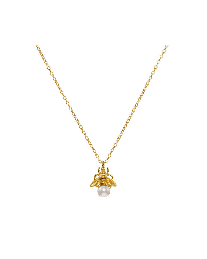Bumblebee Gold Plated Necklace w. Pearl