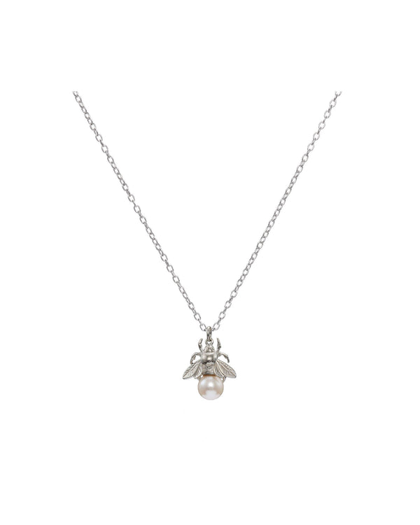 Bumblebee Silver Necklace w. Pearl