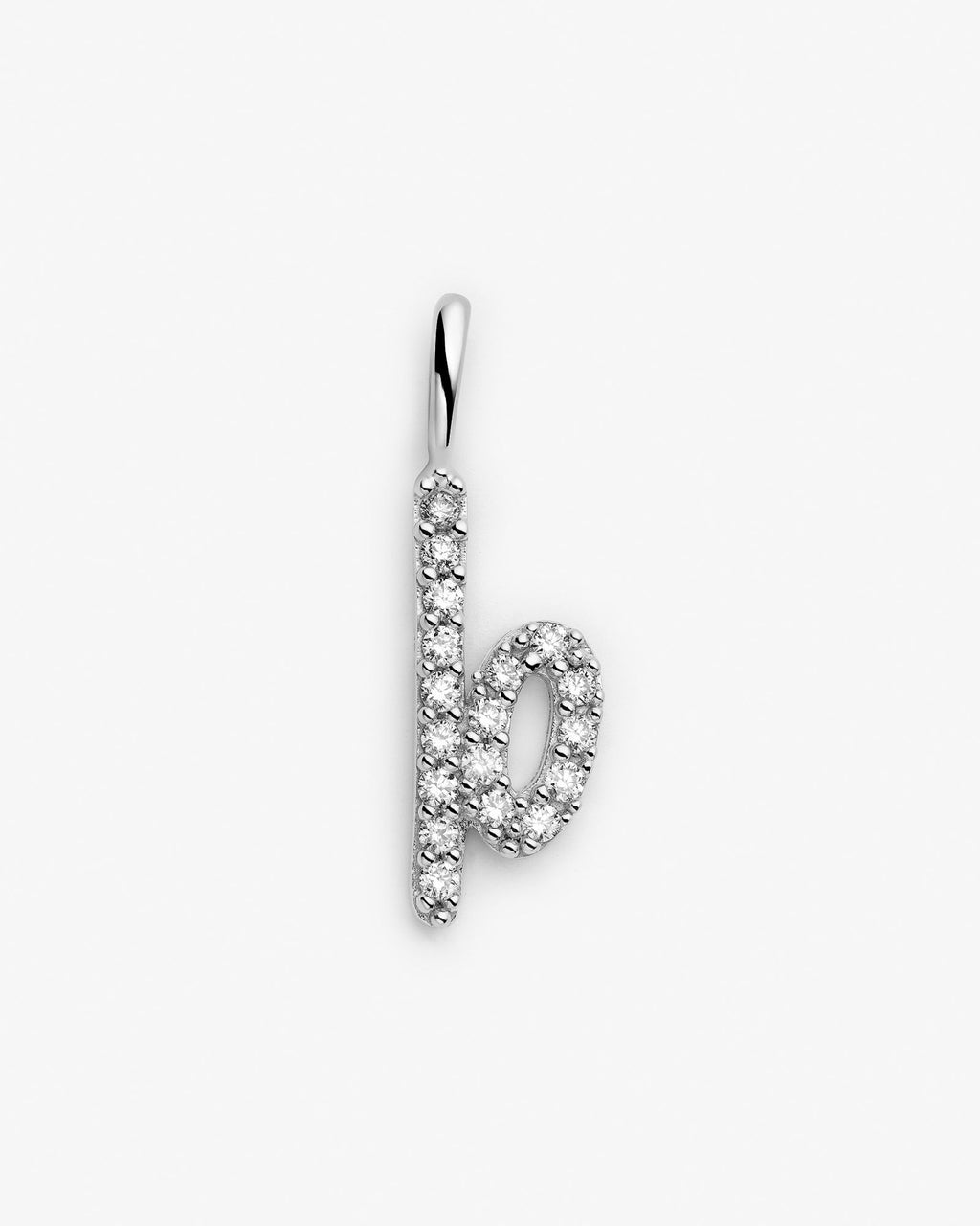 Initial B 14k Whitegold Necklace w. Lab-Grown Diamonds