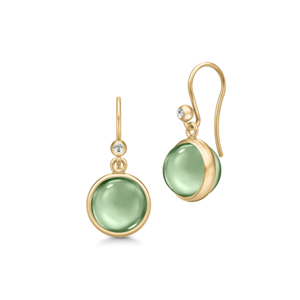 Prime Gold Plated Earrings w. Green Amethyst