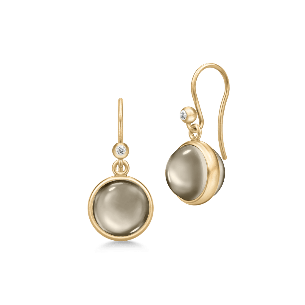 Prime Gold Plated Earrings w. Smokey Crystal