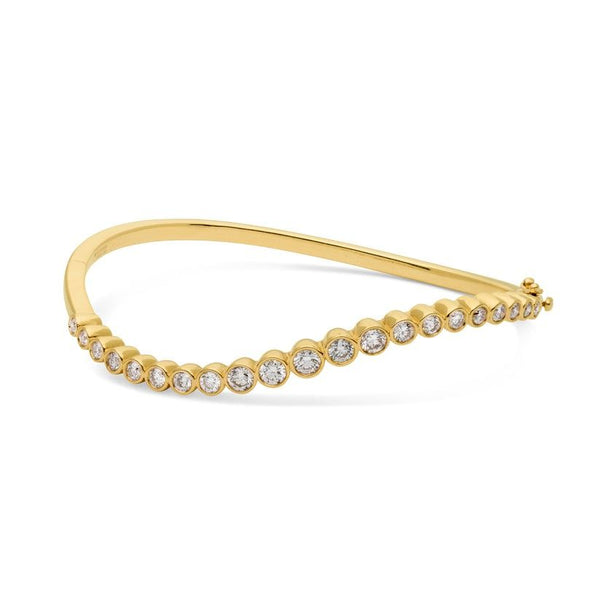 Cara 14K Gold Bangle w. Diamonds