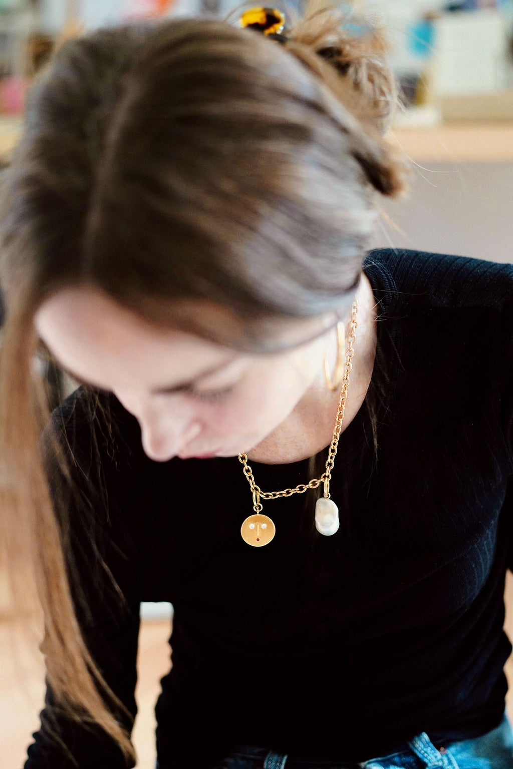 Baroque Pearl 18K Gold Pendant