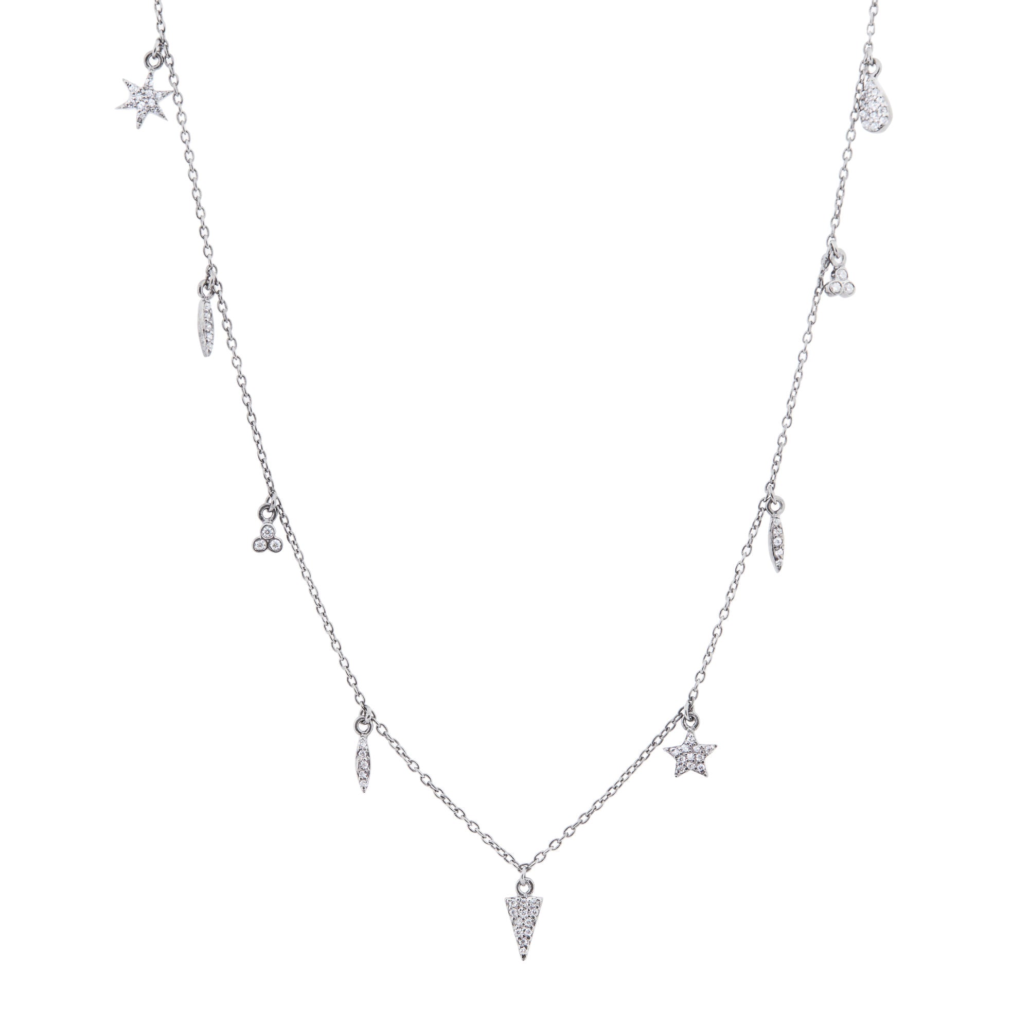 9 Charm White Rhodium auf Silberkette w. Zirkonia