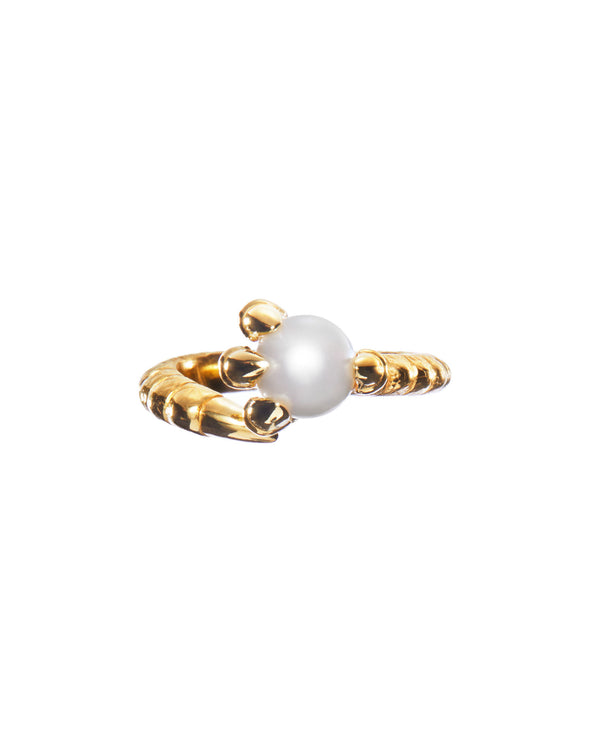 Claw Gold Plated Ring w. Pearl
