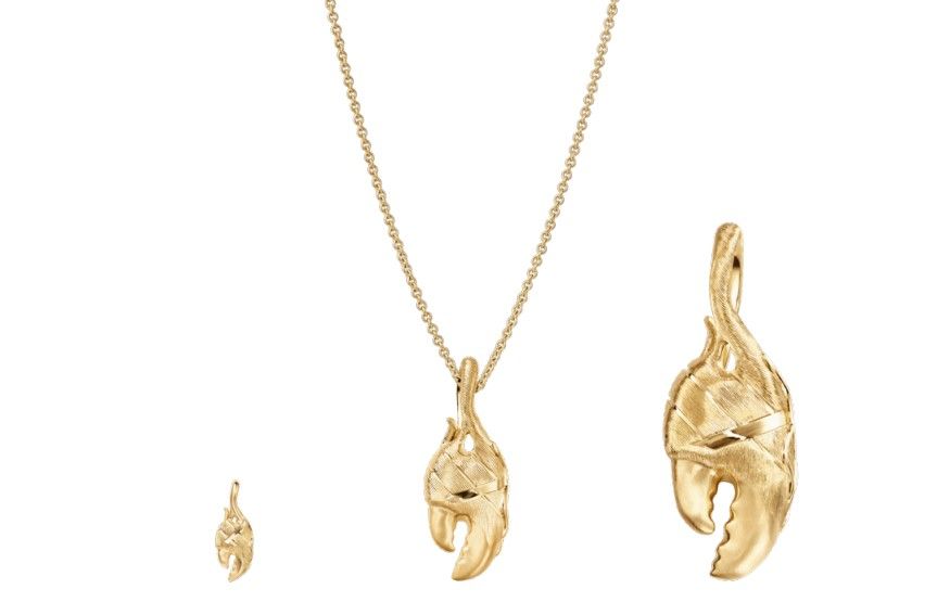 Junger Fisch großer Klaue 18k Gold Anhänger