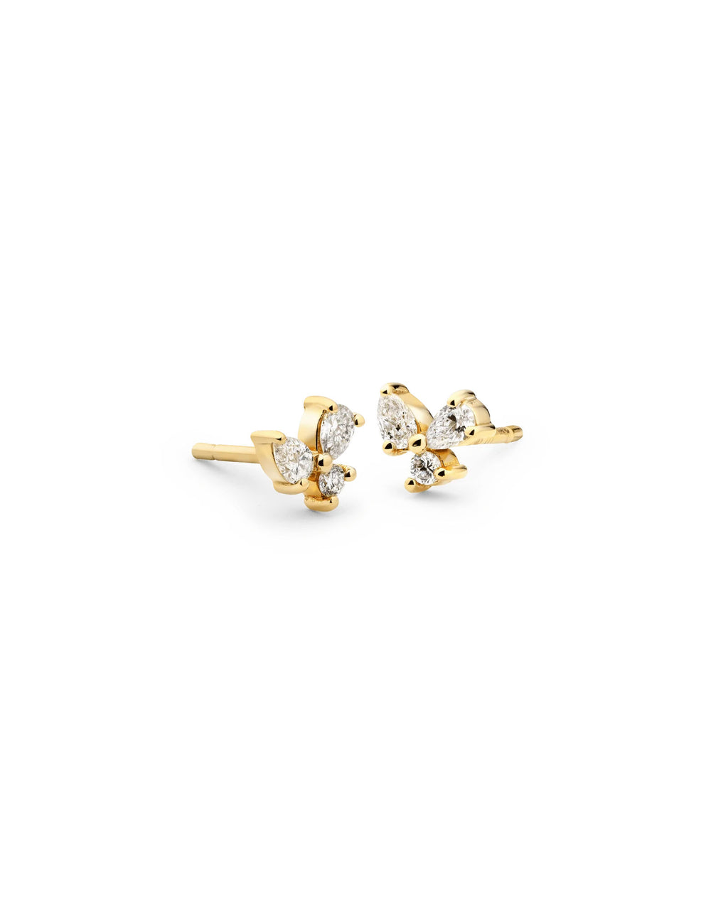 Diamond Cluster 14K Gold Studs w. Lab-Grown Diamonds