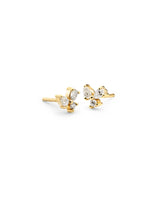 Diamond Cluster 14K Gold Studs w. Lab-Grown Diamonds