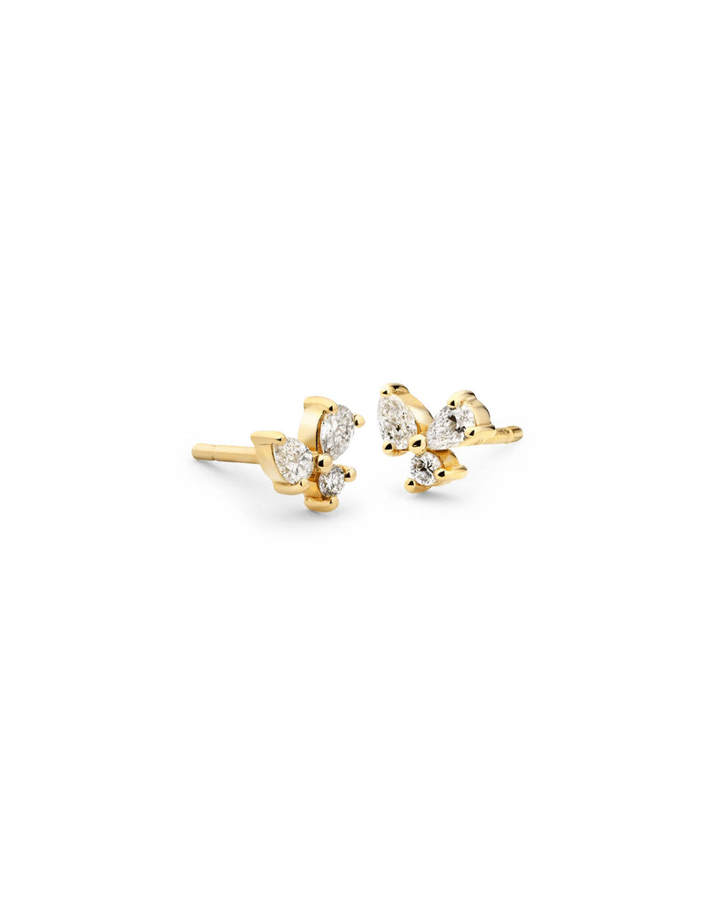 Diamond Cluster 14K Gold Studs w. Lab-Grown Diamonds