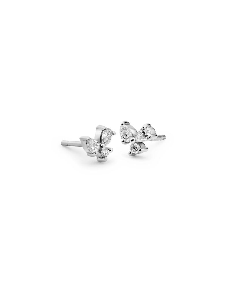 Diamond Cluster 14K Whitegold Studs w. Lab-Grown Diamonds