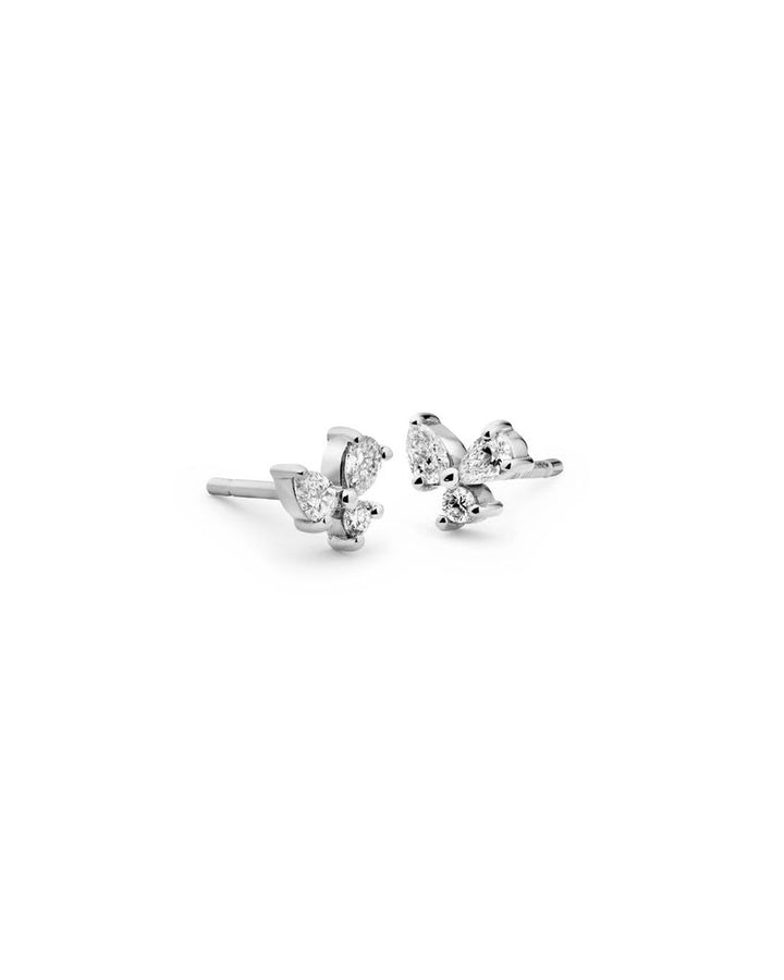Diamond Cluster 14K Whitegold Studs w. Lab-Grown Diamonds