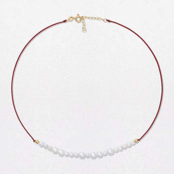 Pearl Cord 18K Gold Necklace