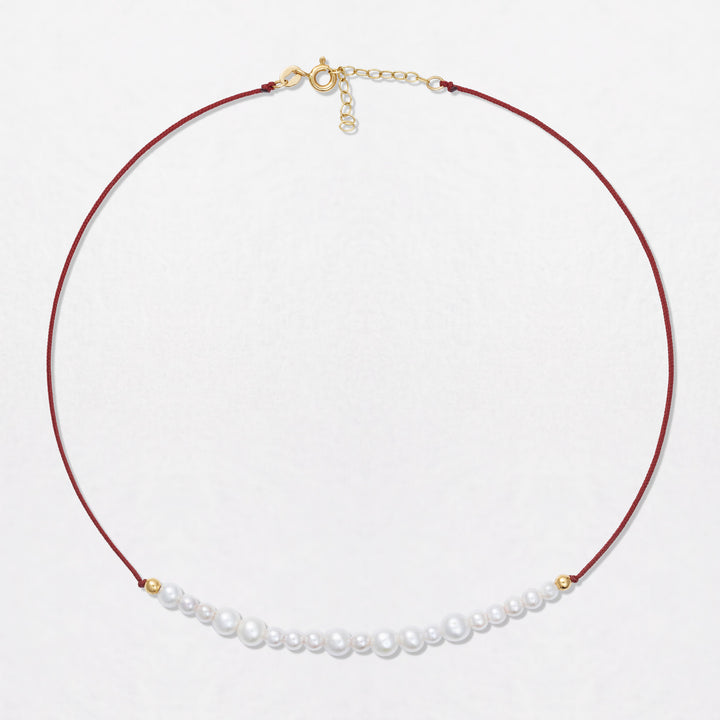 Perle Tråd 18k Guld Halskæde