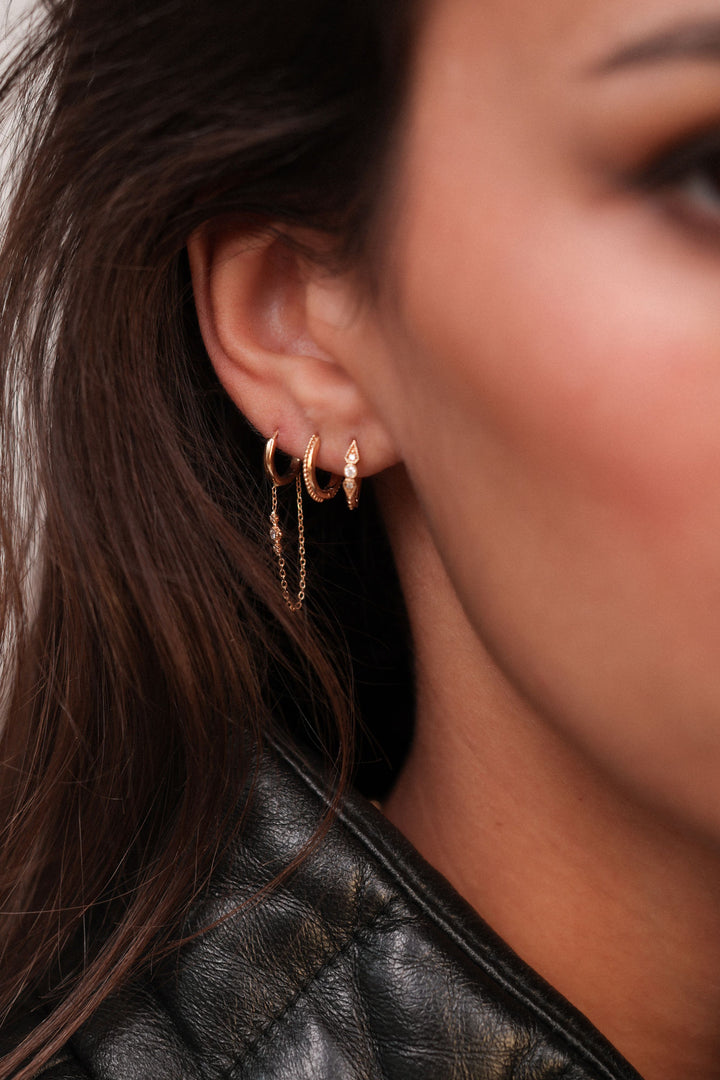 Stella Mini 3 18k Gold Hoop m. Diamanter