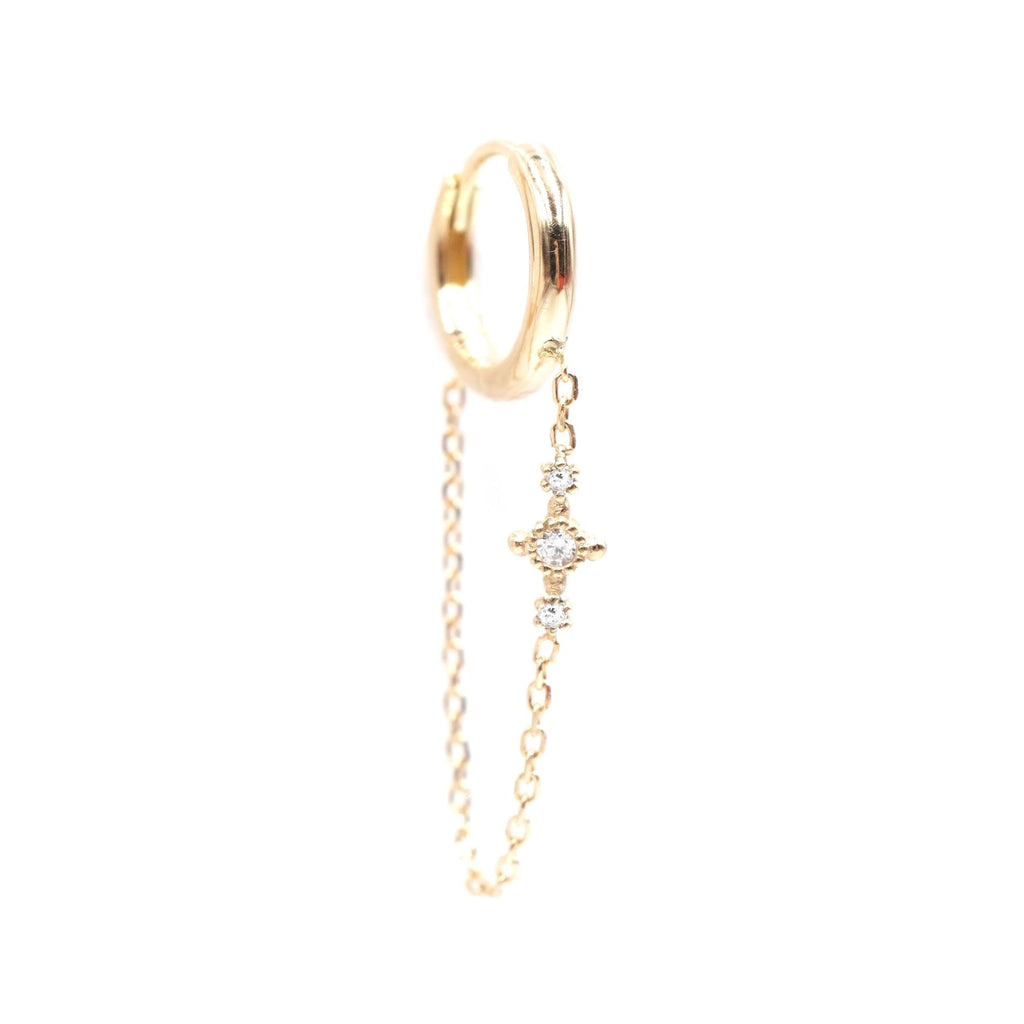 Susie Mini White 18K Gold Hoop w. Diamonds