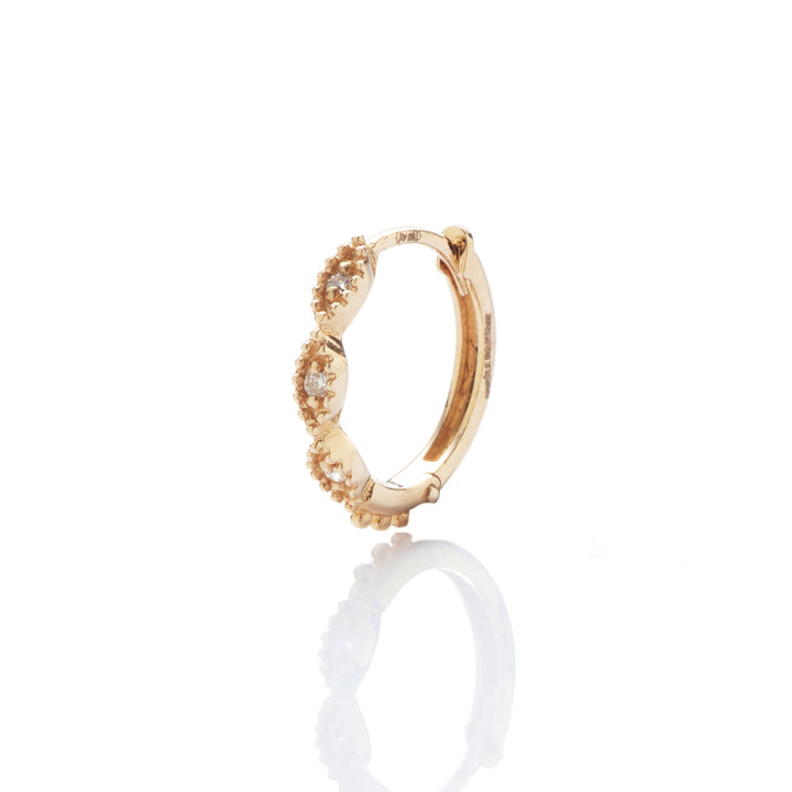 Gina Mini 18K Gold Hoop w. Diamonds
