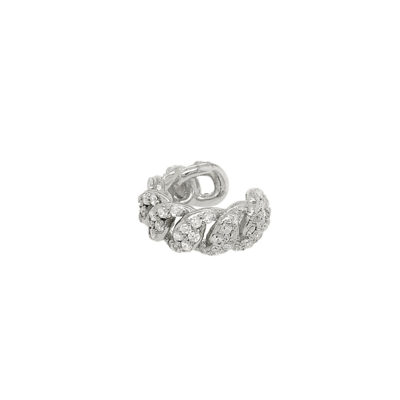 Curb Silver Ear Cuff w. Zirconia