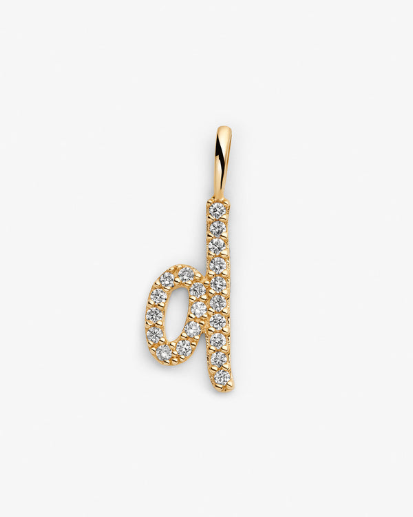 Initial D 14k Gold Necklace w. Lab-Grown Diamonds