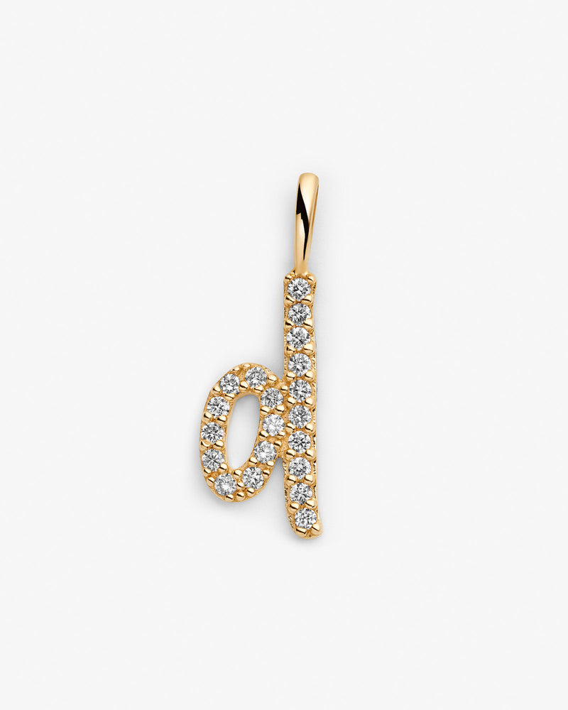 Initial D 14k Gold Necklace w. Lab-Grown Diamonds