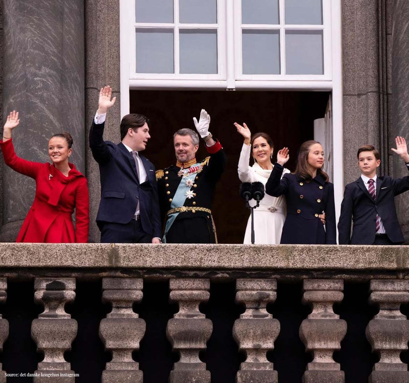 The Danish Royal family on balcony wearing shamballa