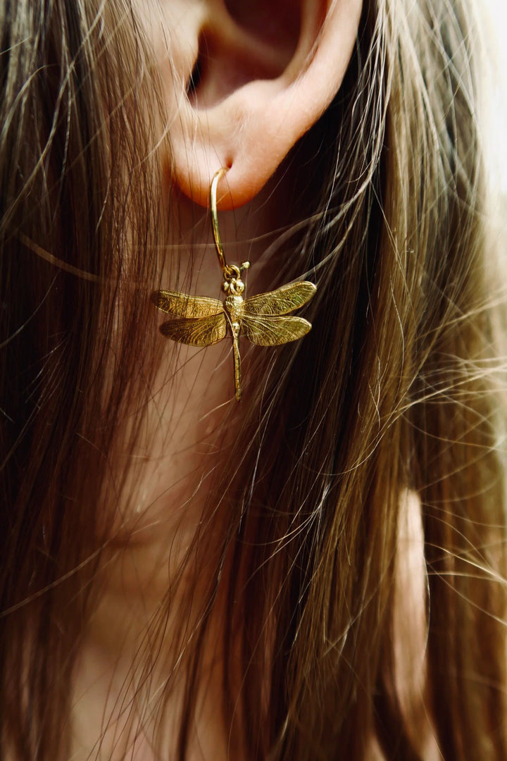 Dragonfly Gold Plated Hoops