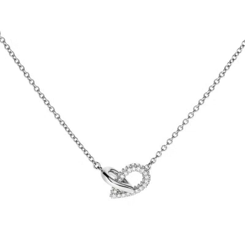Drop Link Mini 18k Whitegold Necklace w. Diamonds