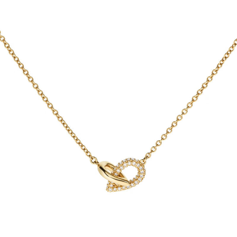Drop Link Mini Half Pavé 18k Gold Necklace w. Diamonds