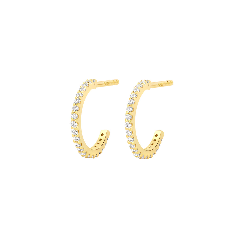 Mini 10mm Gold Vermeil Hoops w. Zirkonia