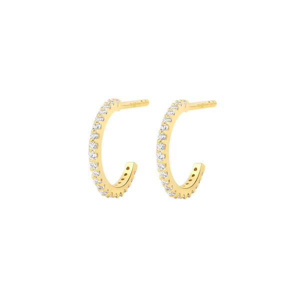 Mini 10mm Gold Vermeil Hoops w. Zirconia