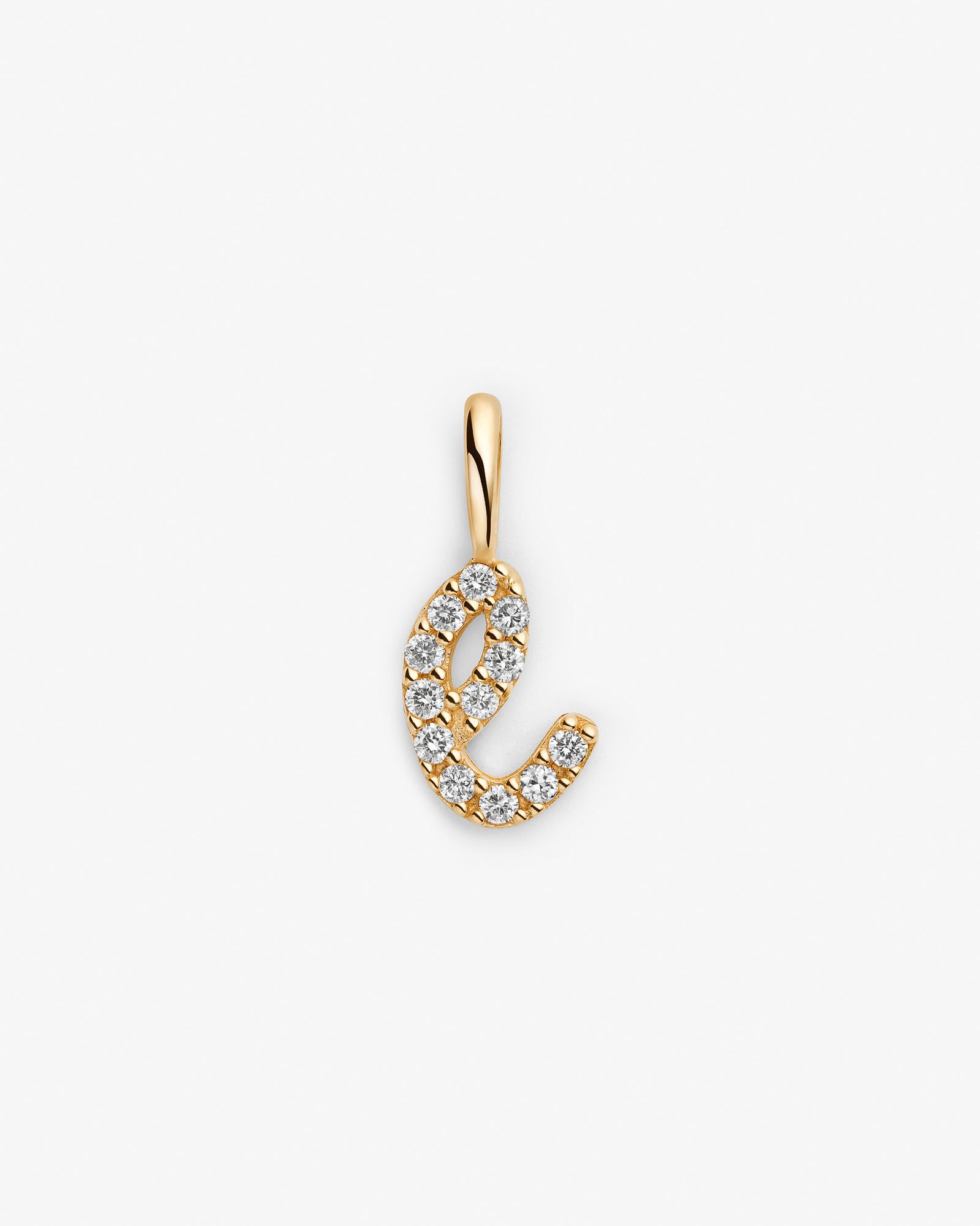 Initial E 14k Gold Pendant w. Lab-Grown Diamonds