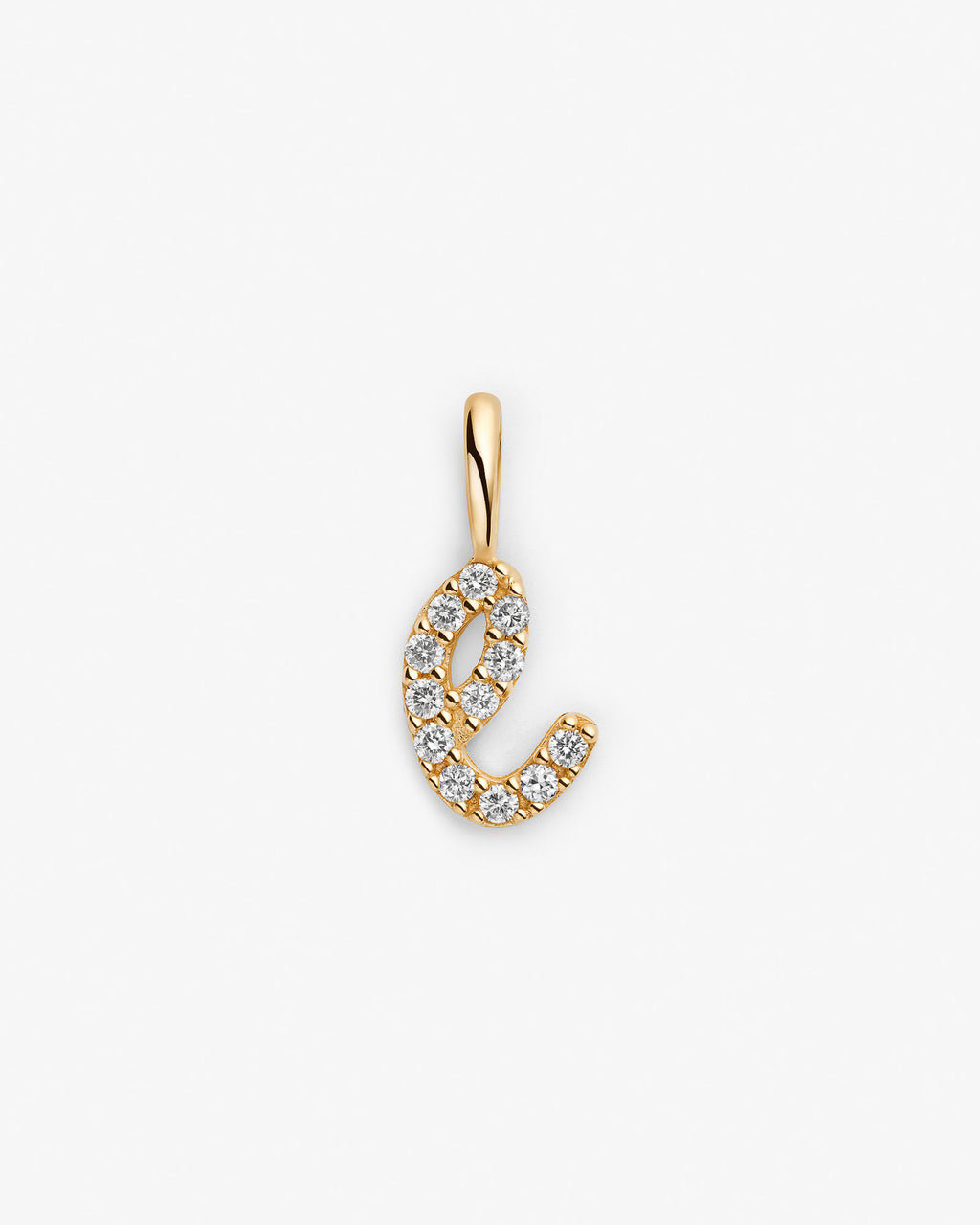 Initial E 14k Gold Necklace w. Lab-Grown Diamonds