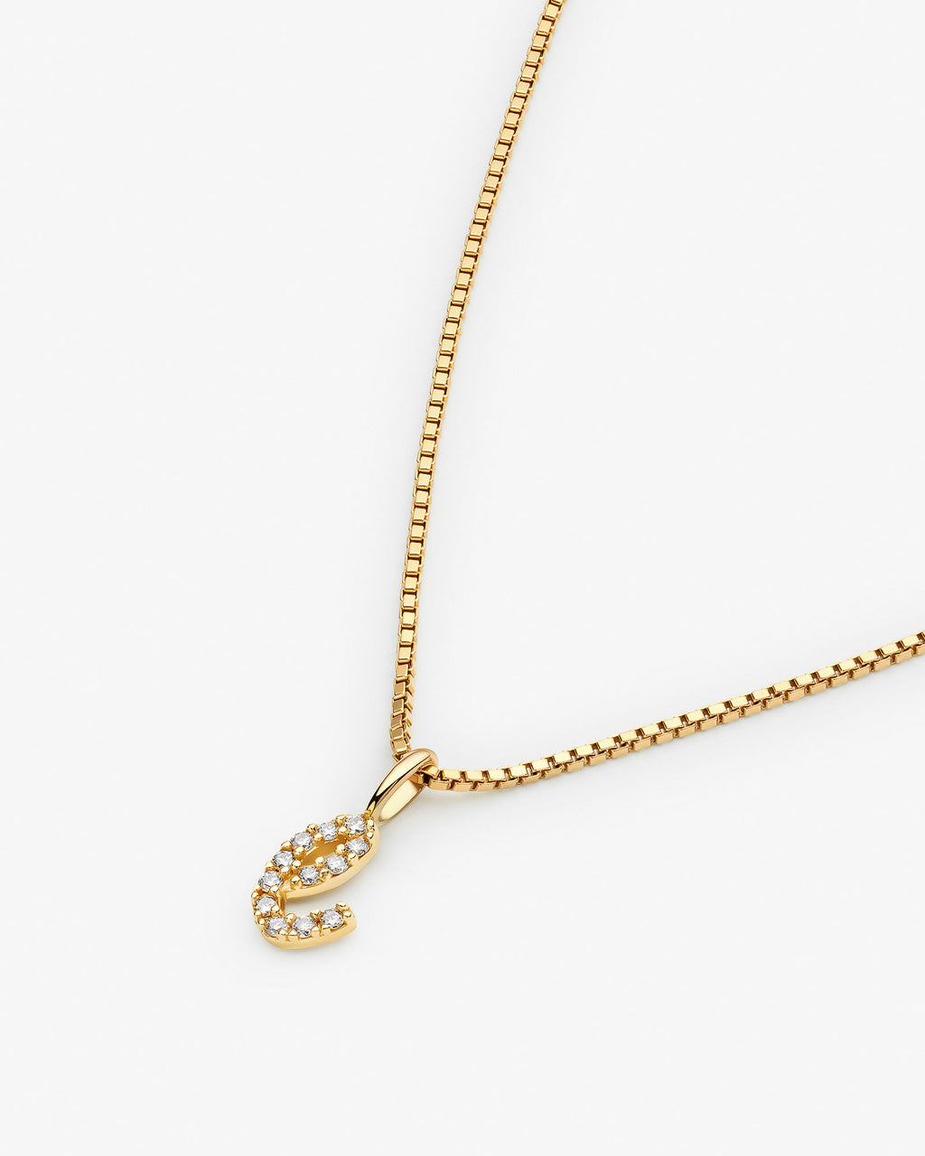 Initial E 14k Gold Necklace w. Lab-Grown Diamonds