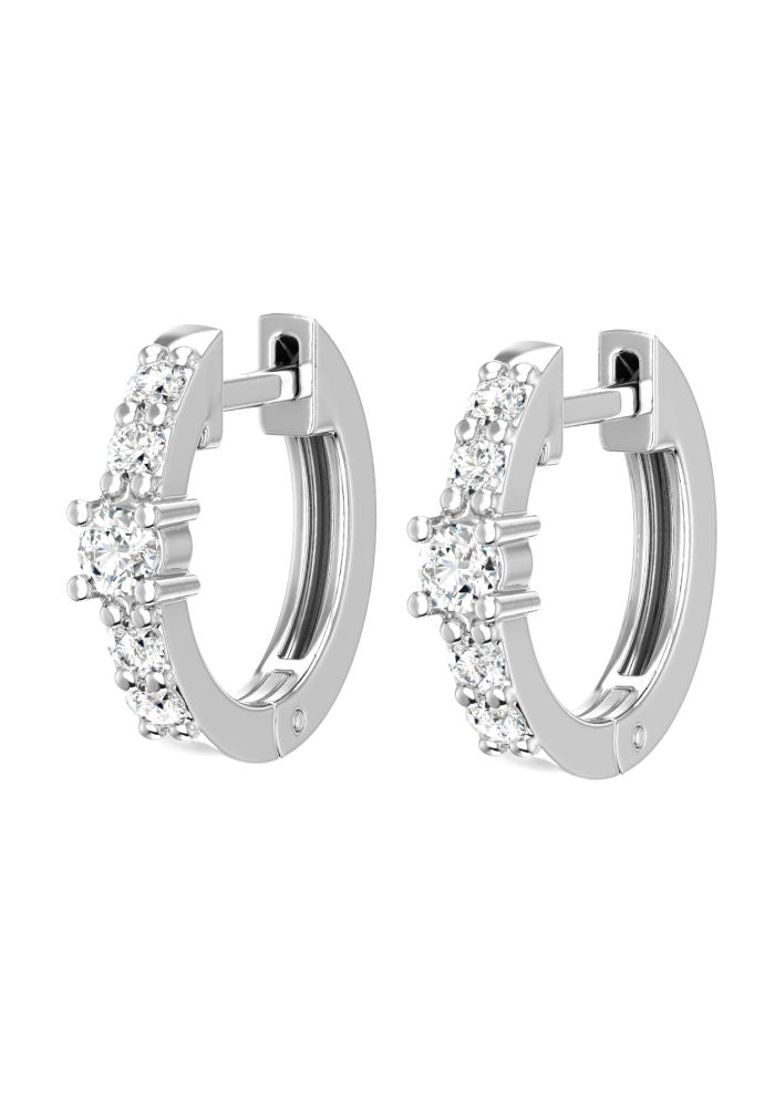 One Pave 18K Hvidguld Hoop m. Lab-Grown Diamant