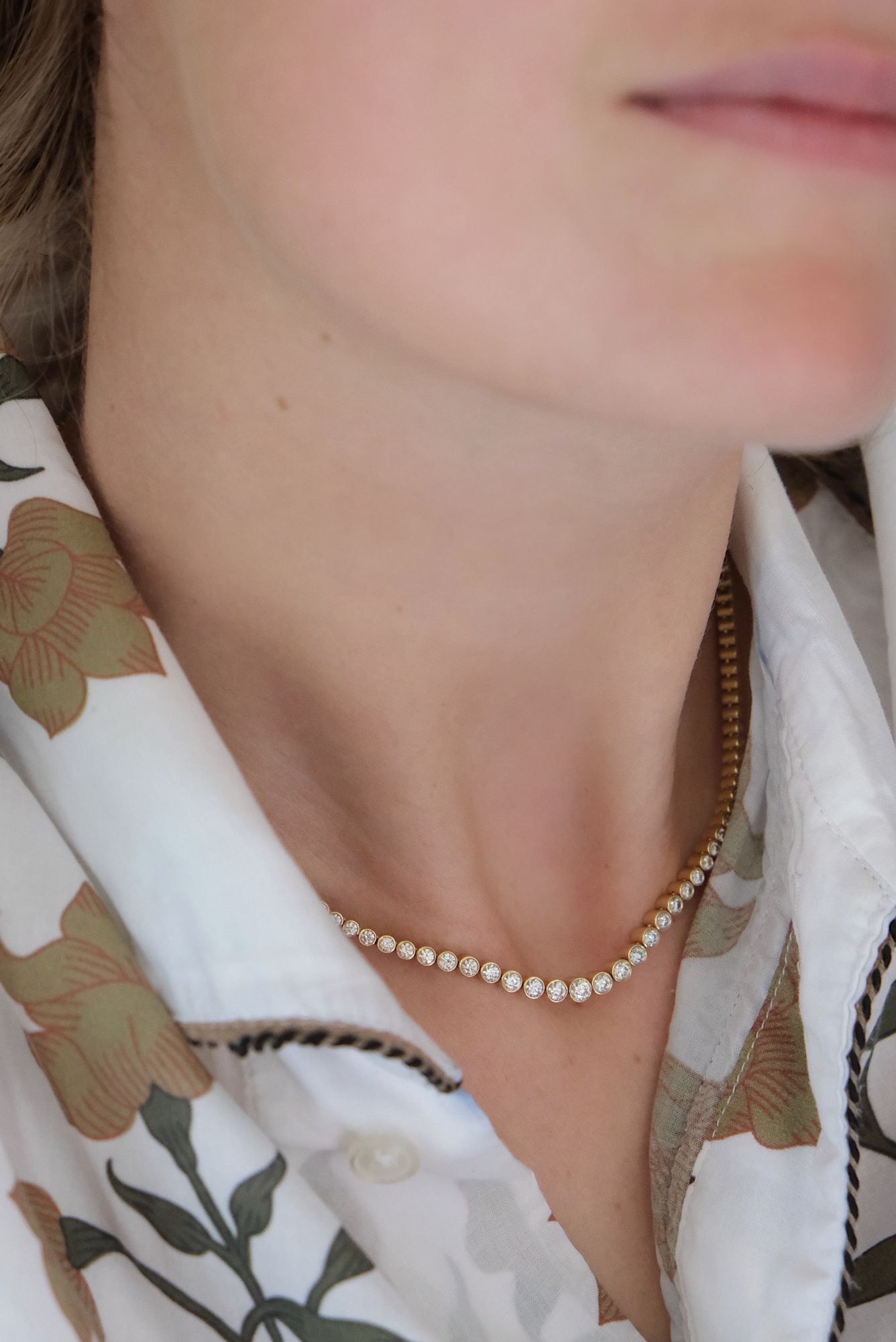 Ella 14K Gold Tennis Necklace