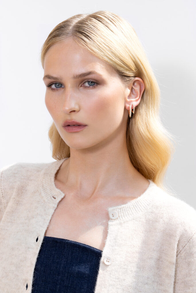 Drop Link Mini Pavé (18 mm) 18K Rosegold Hoops w. Diamond