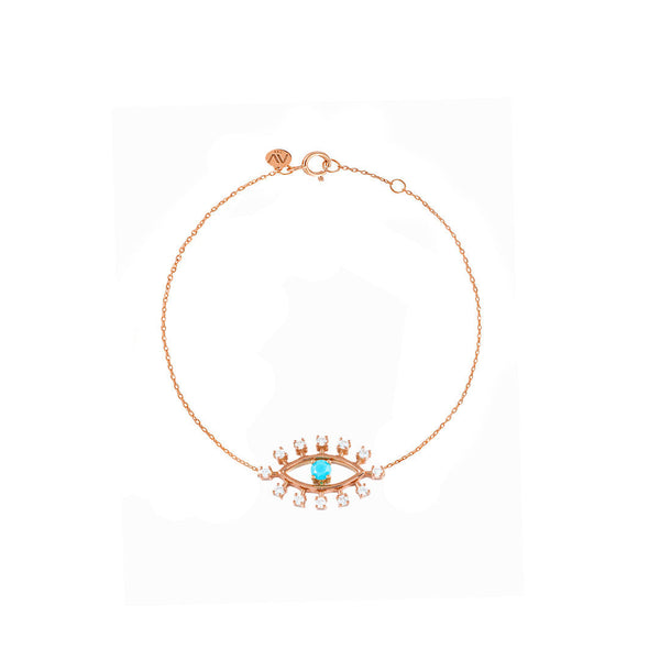 Evil Eye 18K Roségold Armband w. Diamanten