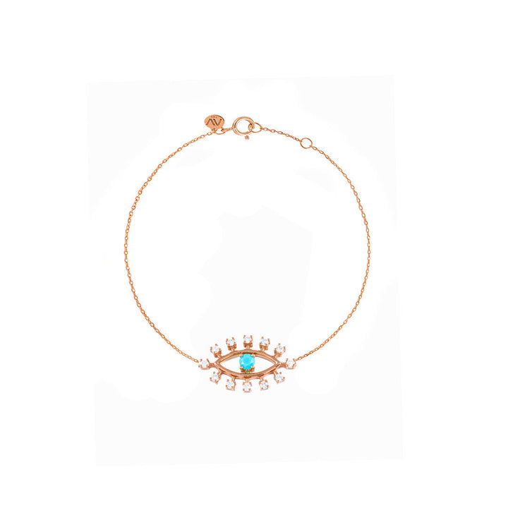 Evil Eye 18K Rose Gold Bracelet w. Diamonds