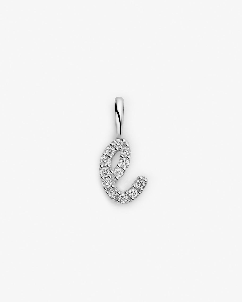Initial E 14k Whitegold Necklace w. Lab-Grown Diamonds