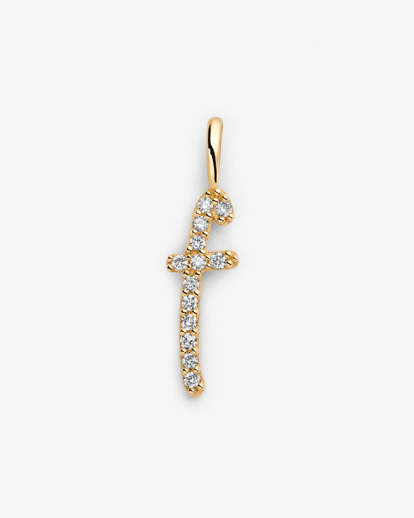 Initial F 14k Gold Necklace w. Lab-Grown Diamonds