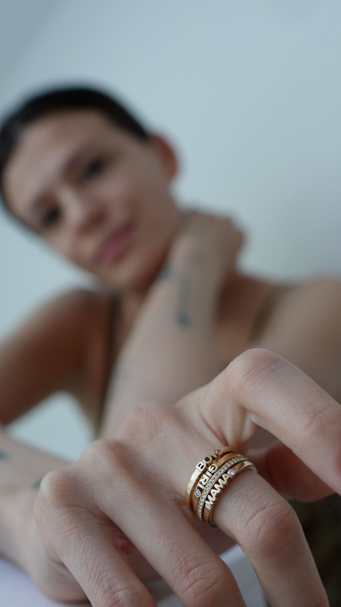 Duo Eternity rounded band 18K Gold Ring w. Lab-Grown Diamonds