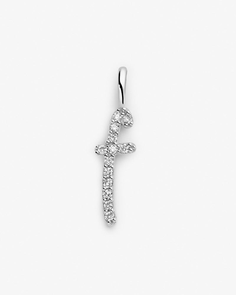 Initial F 14k Whitegold Necklace w. Lab-Grown Diamonds