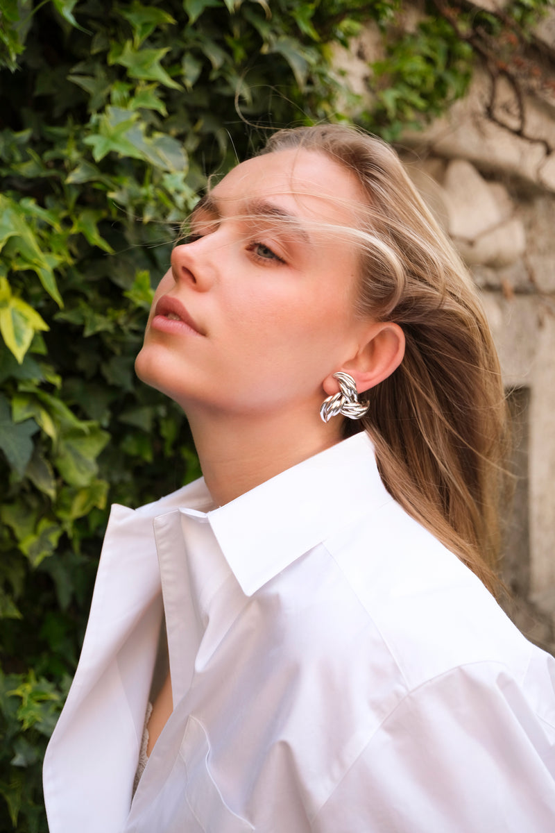 Verve White Rhodium on Brass Earrings