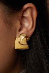 Gold wood and diamond Egyptian Horus 18K Gold Earring