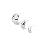 Ribbed Large Silver Earrings