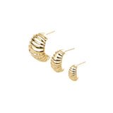 Ribbed Medium Gold Vermeil Earrings